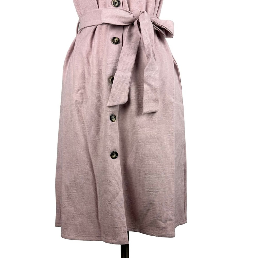 NWT New Anthropologie Pink Prairie Button Down Textured Slip Dress Waist Tie M - Picture 6 of 13